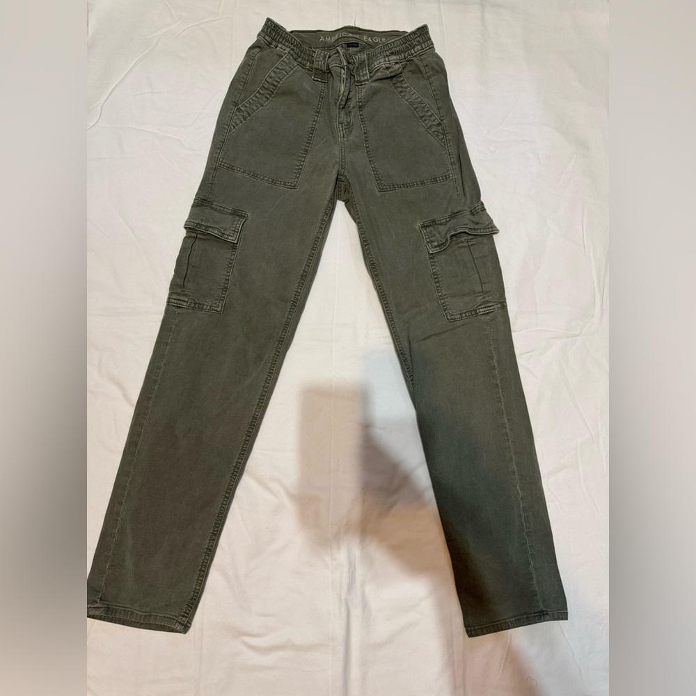 American Eagle Stretch Cargo Pants – Olive Green Utility Joggers, Size M